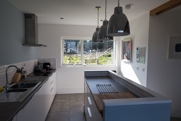 Kitchen facing the back yard