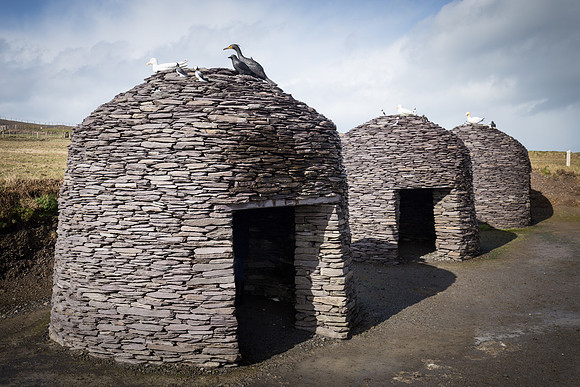 Beehive Huts at Kerry Cliffs at Portmagee