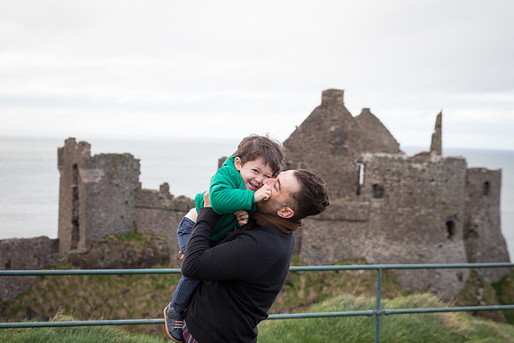 Fepe and Sebs in front of Dunluce Castle